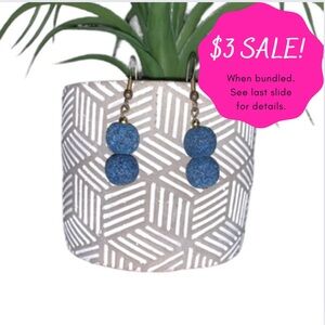 $3 Earrings Blue Porous Lava Rock Essential Oil Aromatherapy Hang Dangle Fashion